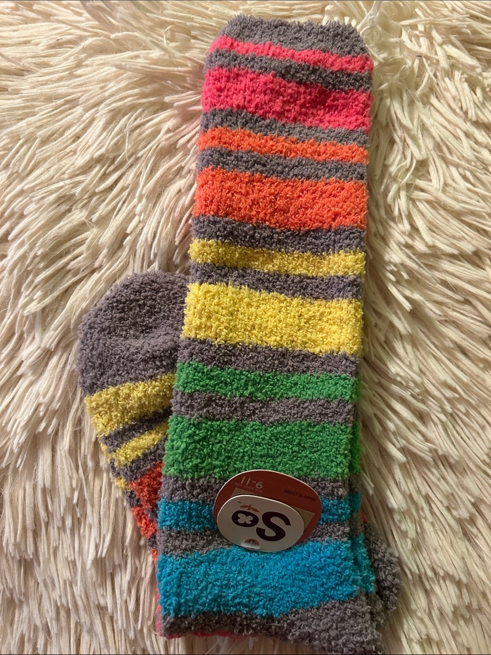 SO Fuzzy Multi Color Striped Socks (NWT)